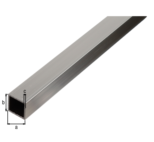 Tube carré, Matériau: Aluminium, Finition: brute, Largeur: 40 mm, Hauteur: 40 mm, Épaisseur du matériau: 2 mm, Longueur: 1000 mm