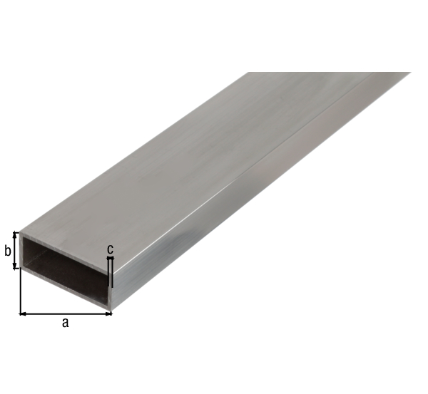 Perfil BA, rectangular, Material: Aluminio, Superficie: natural, Anchura: 50 mm, Altura: 20 mm, Espesura del material: 2 mm, Longitud: 2600 mm