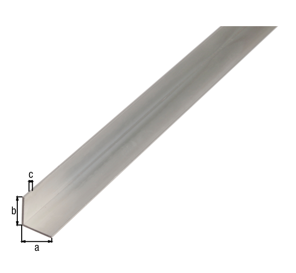 Profil BA kątowy, materiał: aluminium, powierzchnia: surowa, Szerokość: 10 mm, Wysokość: 10 mm, Grubość materiału: 1 mm, Wersja: równoramienna, Długość: 2600 mm