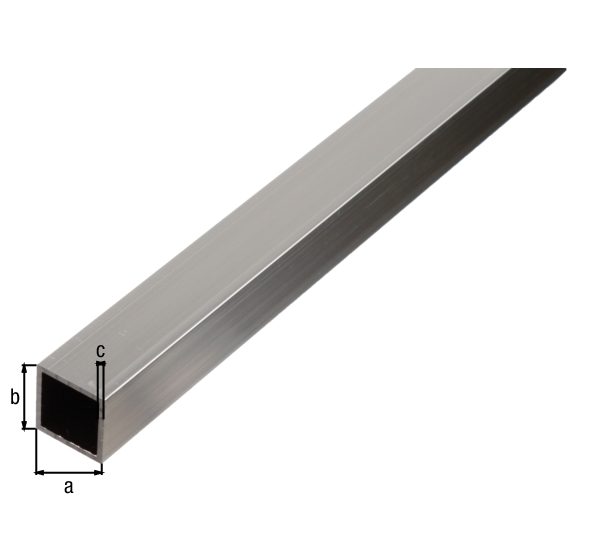 BA-Profile, square, Material: Aluminium, Surface: untreated, Width: 15 mm, Height: 15 mm, Material thickness: 1 mm, Length: 2600 mm