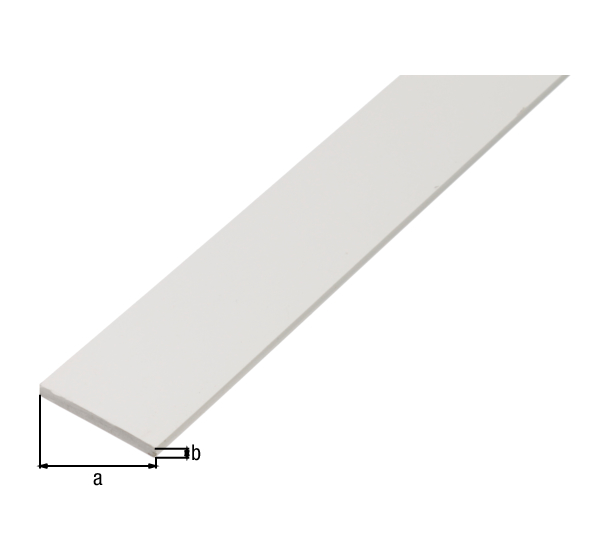 Barra piatta, Materiale: PVC-U, colore bianco, larghezza: 20 mm, Spessore del materiale: 2 mm, Lunghezza: 2600 mm