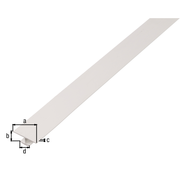 H-Profil, Material: PVC-U, Farbe: weiß, Breite oben: 25 mm, Höhe: 6 mm, Breite unten: 10 mm, Materialstärke: 1 mm, Länge: 2600 mm