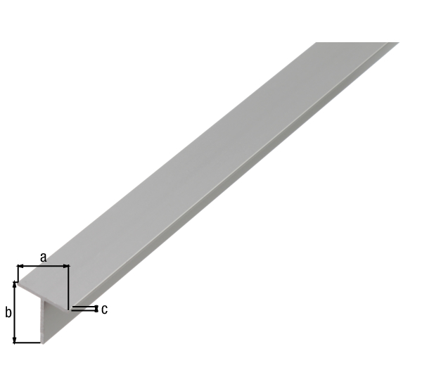 Profilé Forme T, Matériau: Aluminium, Finition: brute, Largeur: 35 mm, Hauteur: 35 mm, Épaisseur du matériau: 3 mm, Longueur: 2600 mm