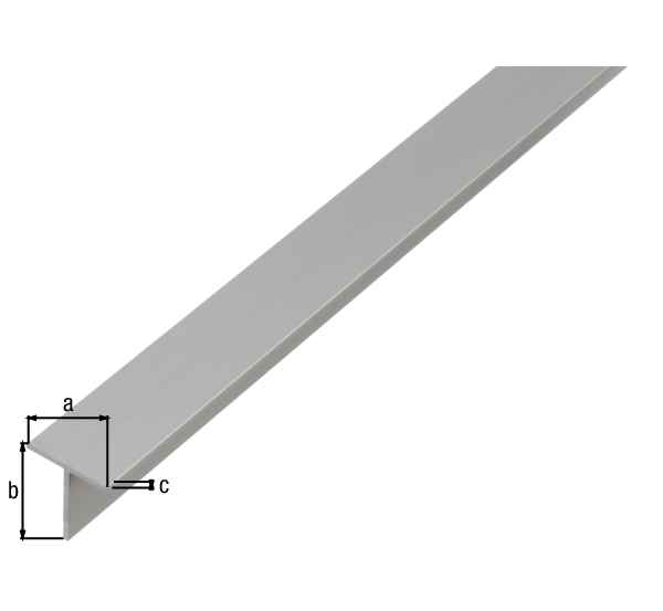 Profil BA, forma T, materiał: aluminium, powierzchnia: surowa, Szerokość: 35 mm, Wysokość: 35 mm, Grubość materiału: 3 mm, Długość: 2600 mm