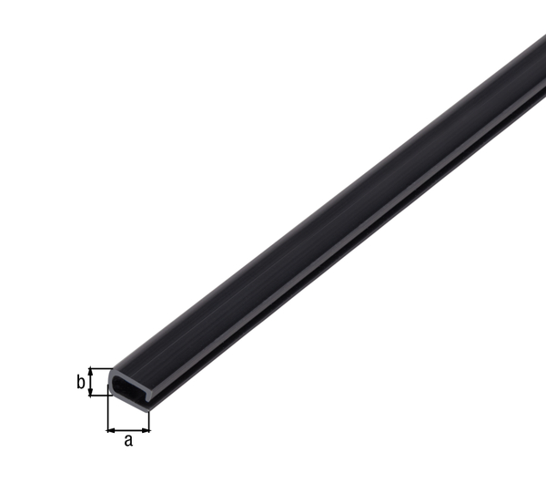 Einfassprofil, Material: PVC-U, Farbe: schwarz, Breite: 7 mm, Höhe: 4 mm, Länge: 1000 mm, Materialstärke: 0,50 mm