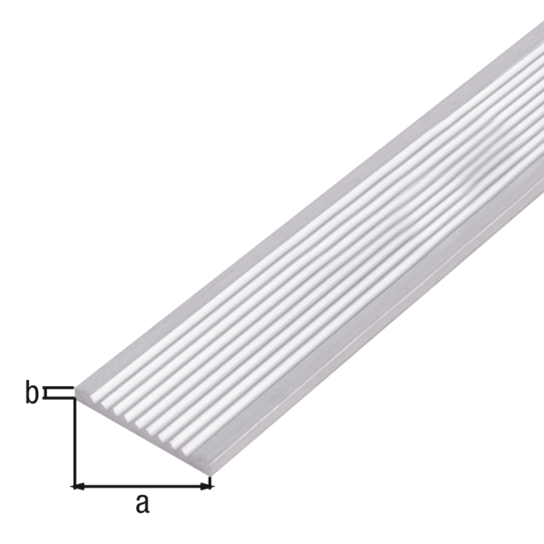 Flachleiste, geriffelt, Material: Aluminium, Oberfläche: natur, Breite: 30 mm, Höhe: 3 mm, Länge: 2000 mm