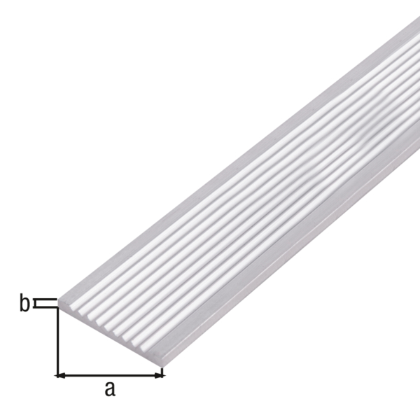 Flat profile, riffled, Material: Aluminium, Surface: untreated, Width: 30 mm, Height: 3 mm, Length: 2000 mm