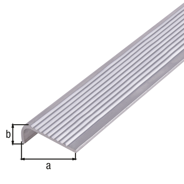Nez de marche antidérapant, Matériau: Aluminium, Finition: brute, Largeur: 30 mm, Hauteur: 6 mm, Longueur: 1000 mm, Épaisseur: 2,00 mm