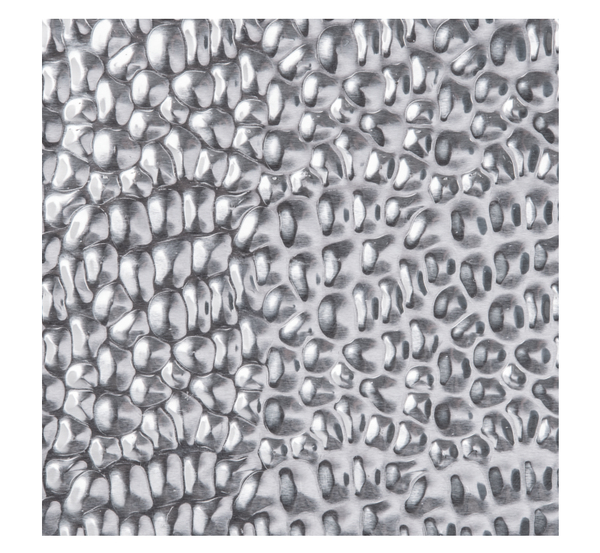 Lamiera bugnata, design: martellato, Materiale: alluminio, superficie: naturale, Lunghezza: 1000 mm, Larghezza: 200 mm, Spessore del materiale: 0,50 mm