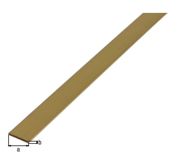 Profilé plat, Matériau: Laiton, Largeur: 20 mm, Épaisseur du matériau: 2 mm, Longueur: 1000 mm