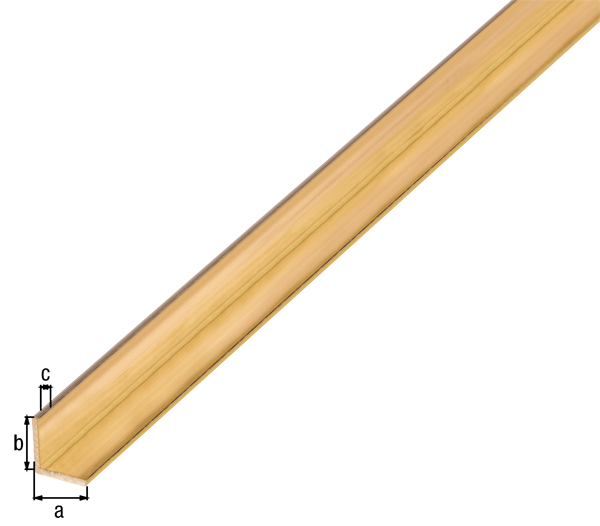 Profilo angolare, Materiale: ottone, larghezza: 6 mm, altezza: 6 mm, Spessore del materiale: 0,8 mm, Modello: con lati uguali, Lunghezza: 1000 mm
