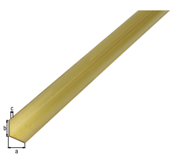 Perfil en ángulo, Material: Latón, Anchura: 10 mm, Altura: 10 mm, Espesura del material: 1 mm, Versión: lados iguales, Longitud: 1000 mm