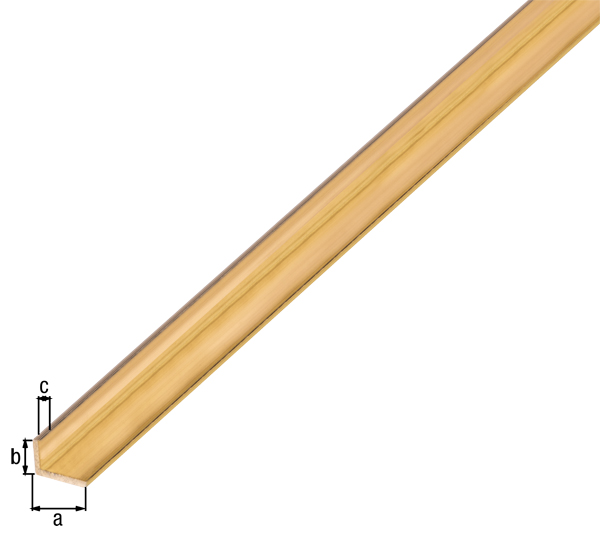 Angle profile, Material: brass, Width: 12 mm, Height: 10 mm, Material thickness: 1 mm, Type: unequal sided, Length: 1000 mm