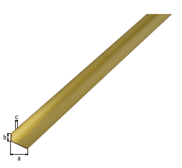Profilo angolare, Materiale: ottone, larghezza: 20 mm, altezza: 15 mm, Spessore del materiale: 1,5 mm, Modello: con lati disuguali, Lunghezza: 1000 mm