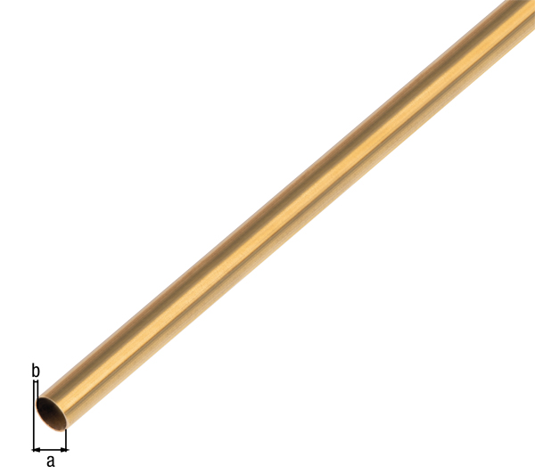 Round tube, Material: brass, Diameter: 2 mm, Material thickness: 0.3 mm, Length: 1000 mm