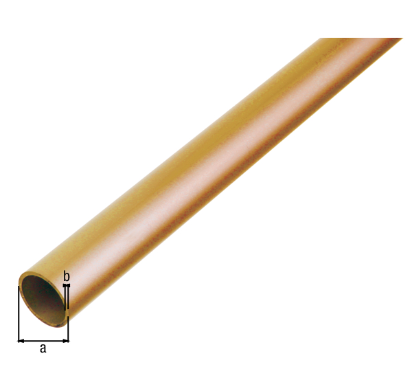 Round tube, Material: brass, Diameter: 4 mm, Material thickness: 0.5 mm, Length: 1000 mm