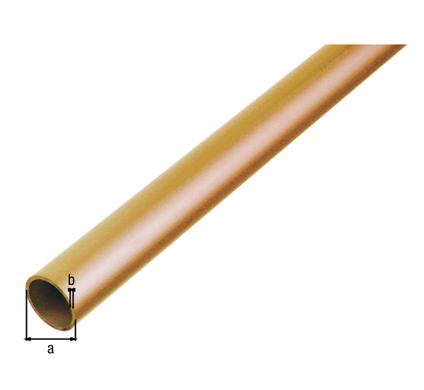Round tube, Material: brass, Diameter: 8 mm, Material thickness: 0.5 mm, Length: 1000 mm