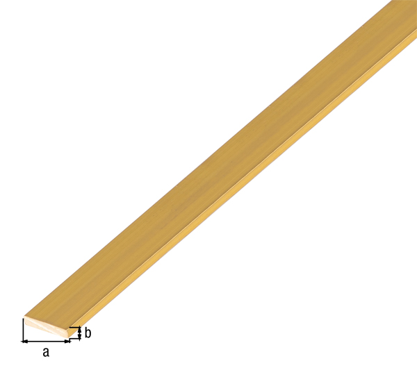 Barra piatta, Materiale: ottone, larghezza: 7 mm, Spessore del materiale: 2,5 mm, Lunghezza: 1000 mm