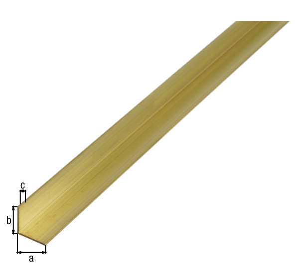 Angle profile, Material: brass, Width: 20 mm, Height: 20 mm, Material thickness: 1.5 mm, Type: equal sided, Length: 1000 mm