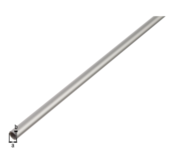 Perfil cilíndrico, Material: Aluminio, Superficie: anodizado plateado, Diámetro: 30 mm, Espesura del material: 2 mm, Longitud: 2000 mm