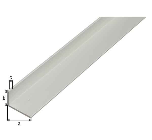 Profilo angolare, Materiale: alluminio, superficie: anodizzata argento, larghezza: 30 mm, altezza: 15 mm, Spessore del materiale: 2 mm, Modello: con lati disuguali, Lunghezza: 1000 mm