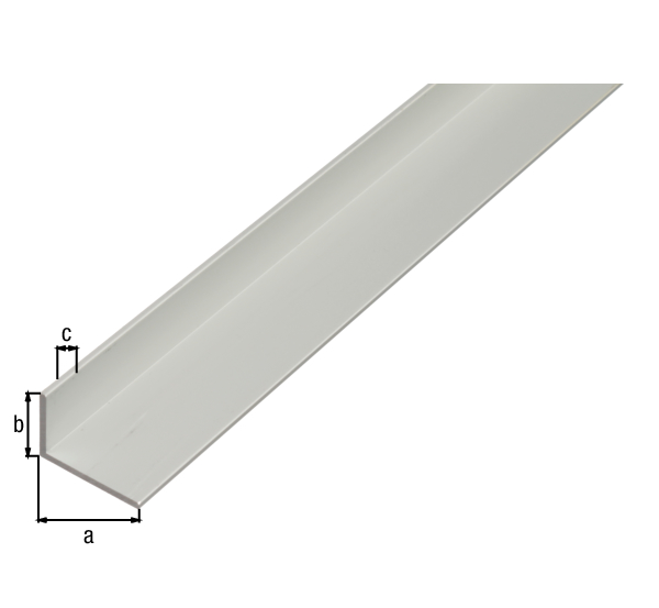 Profilo angolare, Materiale: alluminio, superficie: anodizzata argento, larghezza: 30 mm, altezza: 15 mm, Spessore del materiale: 2 mm, Modello: con lati disuguali, Lunghezza: 2000 mm