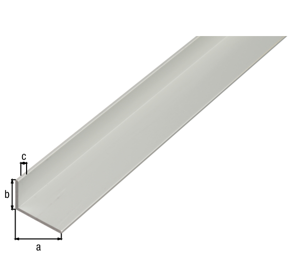 Profilo angolare, Materiale: alluminio, superficie: anodizzata argento, larghezza: 60 mm, altezza: 25 mm, Spessore del materiale: 2 mm, Modello: con lati disuguali, Lunghezza: 2000 mm