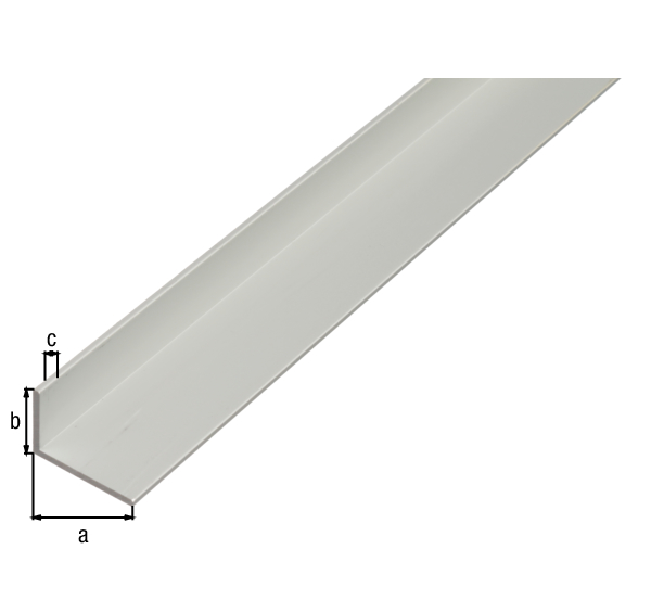 Cornière, Matériau: Aluminium, Finition: couleur argent, anodisée, Largeur: 60 mm, Hauteur: 25 mm, Épaisseur du matériau: 2 mm, Version: côtés inégaux, Longueur: 2000 mm