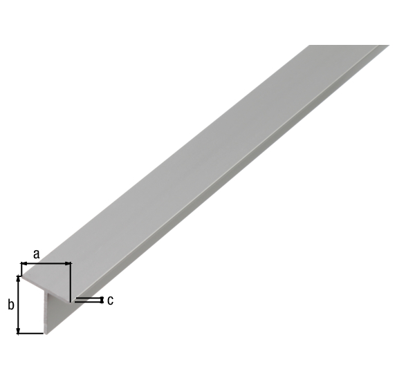Profilo a T, Materiale: alluminio, superficie: anodizzata argento, larghezza: 35 mm, altezza: 35 mm, Spessore del materiale: 3 mm, Lunghezza: 1000 mm