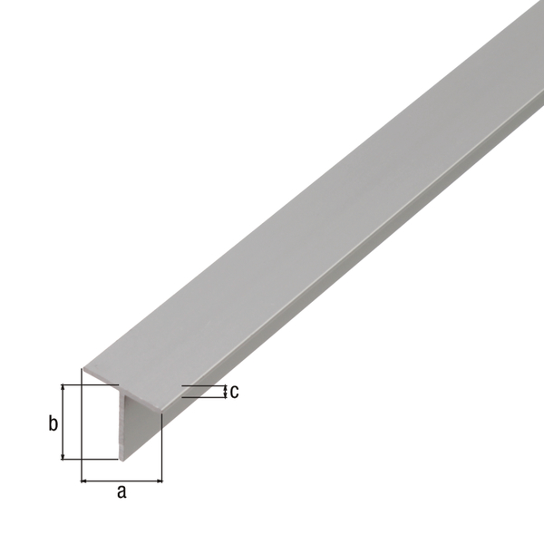 Profil T, materiał: aluminium, powierzchnia: anodowana srebrna, Szerokość: 35 mm, Wysokość: 35 mm, Grubość materiału: 3 mm, Długość: 2000 mm