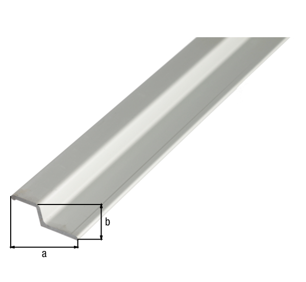 Griffprofil, abgewinkelt, Material: Aluminium, Oberfläche: silberfarbig eloxiert, Breite: 40 mm, Höhe: 13 mm, Materialstärke: 2,5 mm, Materialstärke Wulst: 3,4 mm, Länge: 2000 mm