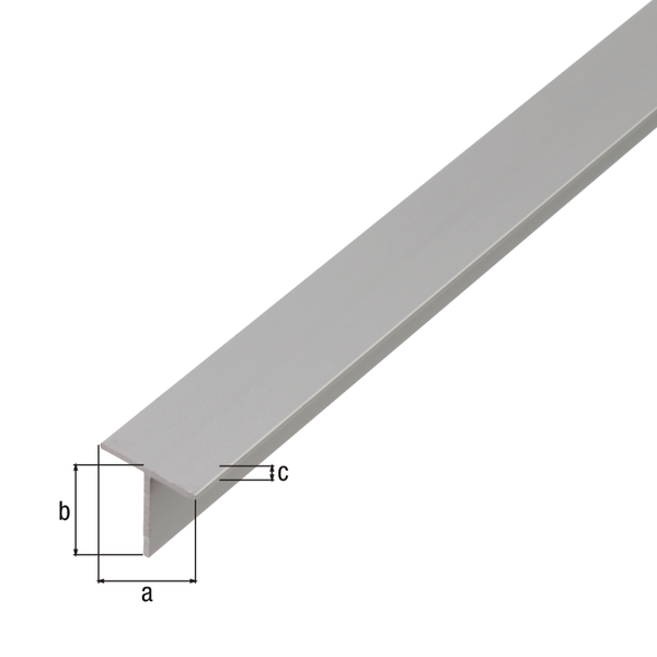BA-Profile, T shape, Material: Aluminium, Surface: untreated, Width: 15 mm, Height: 15 mm, Material thickness: 1.5 mm, Length: 1000 mm