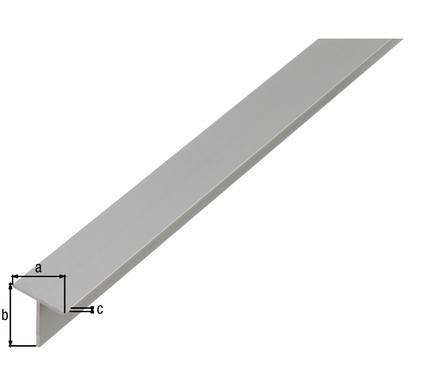 BA-Profil, T-Form, Material: Aluminium, Oberfläche: natur, Breite: 35 mm, Höhe: 35 mm, Materialstärke: 3 mm, Länge: 2000 mm