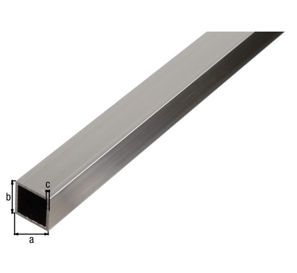 BA-Profile, square, Material: Aluminium, Surface: untreated, Width: 20 mm, Height: 20 mm, Material thickness: 1.5 mm, Length: 2000 mm