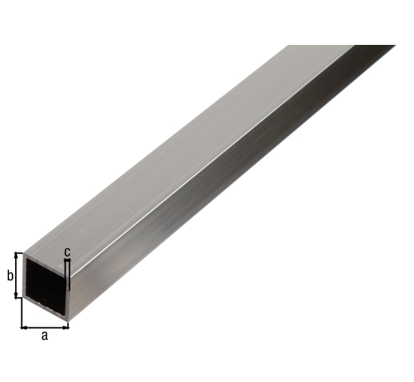 Tube carré, Matériau: Aluminium, Finition: brute, Largeur: 25 mm, Hauteur: 25 mm, Épaisseur du matériau: 1,5 mm, Longueur: 2000 mm