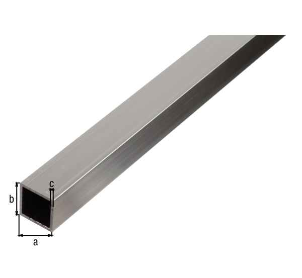 BA-Profil, Vierkant, Material: Aluminium, Oberfläche: natur, Breite: 30 mm, Höhe: 30 mm, Materialstärke: 2 mm, Länge: 2000 mm