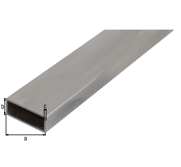 BA-Profile, rectangular, Material: Aluminium, Surface: untreated, Width: 50 mm, Height: 20 mm, Material thickness: 2 mm, Length: 2000 mm