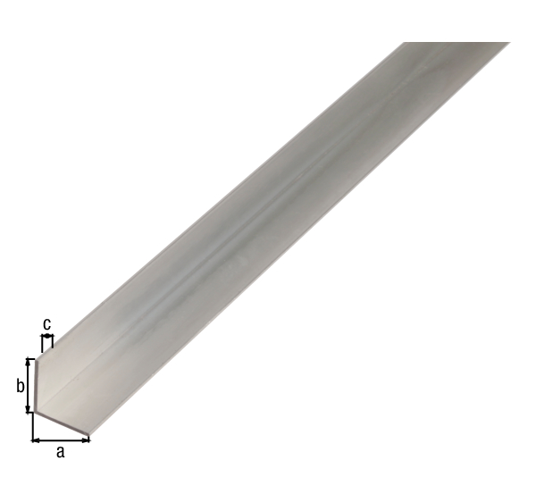 Profilo BA angolare, Materiale: alluminio, superficie: naturale, larghezza: 50 mm, altezza: 50 mm, Spessore del materiale: 3 mm, Modello: con lati uguali, Lunghezza: 2000 mm