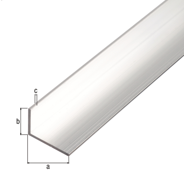 Profilo BA angolare, Materiale: alluminio, superficie: naturale, larghezza: 20 mm, altezza: 10 mm, Spessore del materiale: 1,5 mm, Modello: con lati disuguali, Lunghezza: 2000 mm