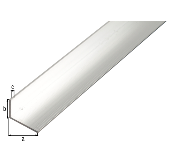Profil BA kątowy, materiał: aluminium, powierzchnia: surowa, Szerokość: 30 mm, Wysokość: 20 mm, Grubość materiału: 2 mm, Wersja: nierównoramienna, Długość: 2000 mm