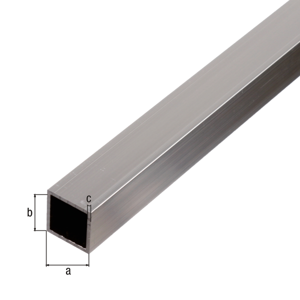 Tube carré, Matériau: Aluminium, Finition: brute, Largeur: 15 mm, Hauteur: 15 mm, Épaisseur du matériau: 1 mm, Longueur: 1000 mm