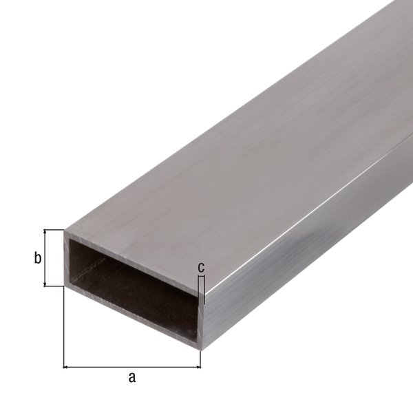 Tubo BA rettangolare, Materiale: alluminio, superficie: naturale, larghezza: 50 mm, altezza: 20 mm, Spessore del materiale: 2 mm, Lunghezza: 1000 mm