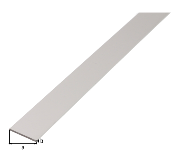 Profilé plat, Matériau: Aluminium, Finition: couleur argent, anodisée, Largeur: 15 mm, Épaisseur du matériau: 2 mm, Longueur: 1000 mm