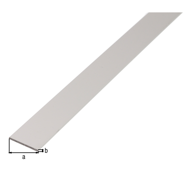 Flat bar, Material: Aluminium, Surface: silver anodised, Width: 20 mm, Material thickness: 2 mm, Length: 1000 mm