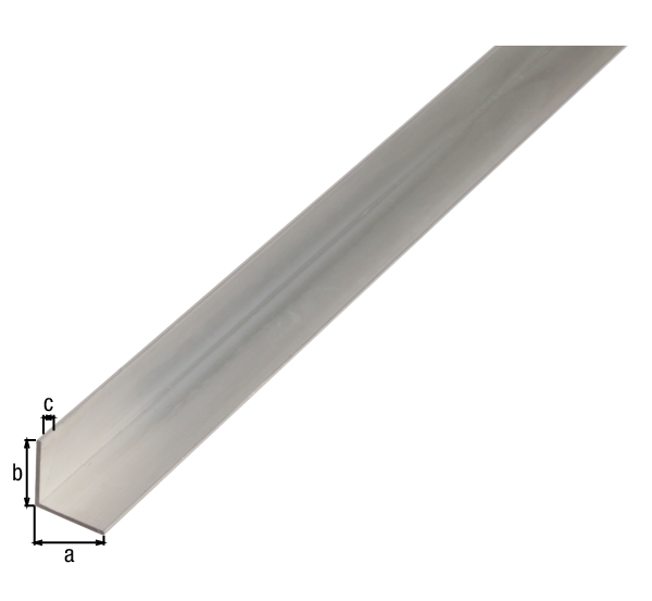 Profil BA kątowy, materiał: aluminium, powierzchnia: surowa, Szerokość: 20 mm, Wysokość: 20 mm, Grubość materiału: 1,5 mm, Wersja: równoramienna, Długość: 1000 mm