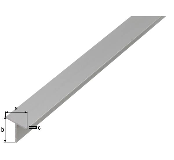 Profil T, materiał: aluminium, powierzchnia: anodowana srebrna, Szerokość: 15 mm, Wysokość: 15 mm, Grubość materiału: 1,5 mm, Długość: 1000 mm