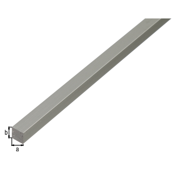 Perfil cuadrado macizo, Material: Aluminio, Superficie: anodizado plateado, Anchura: 10 mm, Altura: 10 mm, Longitud: 1000 mm
