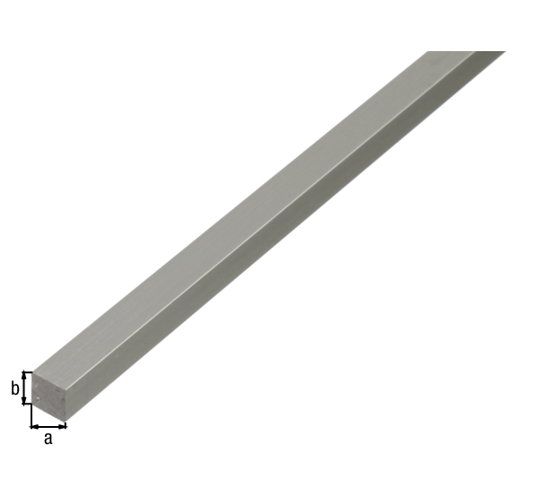 Barra quadra, Materiale: alluminio, superficie: anodizzata argento, larghezza: 12 mm, altezza: 12 mm, Lunghezza: 1000 mm