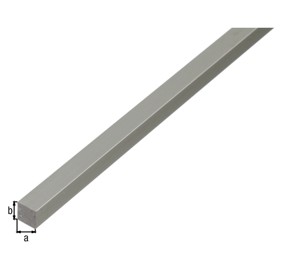 Profilé carré plein, Matériau: Aluminium, Finition: couleur argent, anodisée, Largeur: 16 mm, Hauteur: 16 mm, Longueur: 1000 mm