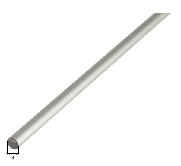 Barra tonda, Materiale: alluminio, superficie: anodizzata argento, diametro: 5 mm, Lunghezza: 1000 mm